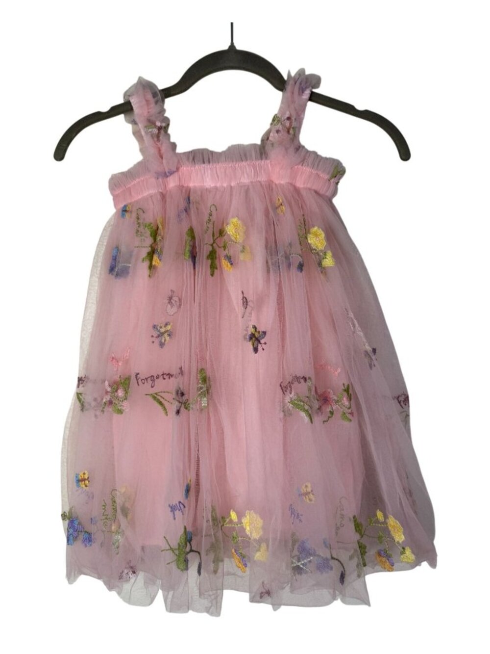 Pink Girls Floral Embroidered Tulle Dress Princess Fairy 120 Kids size 5T-6T
